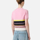 Patterned crew neck T-shirt in stretch cotton