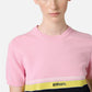 Patterned crew neck T-shirt in stretch cotton