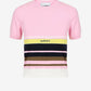 Patterned crew neck T-shirt in stretch cotton