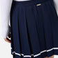 Classic blue mini skirt in viscose blend with slit