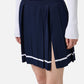 Classic blue mini skirt in viscose blend with slit