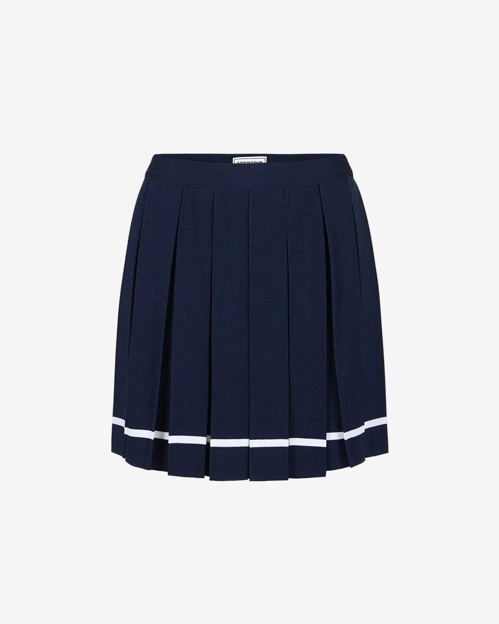 Classic blue mini skirt in viscose blend with slit