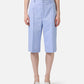 Light blue regular fit Bermuda shorts in diagonal linen-blend fabric