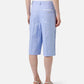 Light blue regular fit Bermuda shorts in diagonal linen-blend fabric