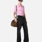 Slim fit pink ribbed jersey polo with Iceberg plaque