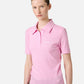 Slim fit pink ribbed jersey polo with Iceberg plaque