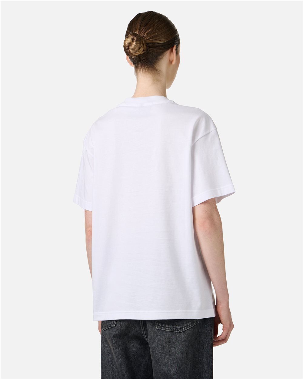 Optic white, regular fit cotton jersey T-shirt with check detail