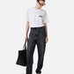 Optic white, regular fit cotton jersey T-shirt with check detail