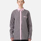 Long-sleeved, comfort fit fuchsia and black check poplin shirt