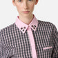 Long-sleeved, comfort fit fuchsia and black check poplin shirt
