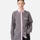Long-sleeved, comfort fit fuchsia and black check poplin shirt