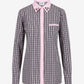 Long-sleeved, comfort fit fuchsia and black check poplin shirt