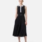 Black, relaxed fit sleeveless dress in silk-blend crepe de chine