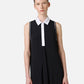 Black, relaxed fit sleeveless dress in silk-blend crepe de chine