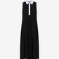 Black, relaxed fit sleeveless dress in silk-blend crepe de chine