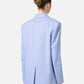 Relaxed fit single-breasted blue jacket in a diagonal linen-blend fabric