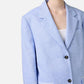 Relaxed fit single-breasted blue jacket in a diagonal linen-blend fabric