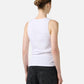 Optic white ribbed stretch cotton jersey tank top