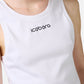 Optic white ribbed stretch cotton jersey tank top