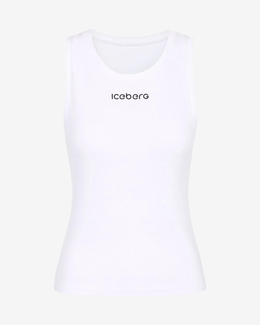 Optic white ribbed stretch cotton jersey tank top