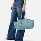 Maxi sugar paper shopper in suede leather with metallic details