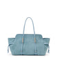 Maxi sugar paper shopper in suede leather with metallic details