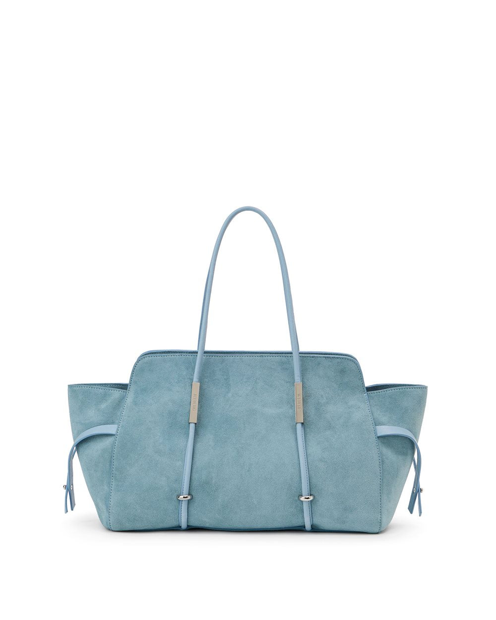 Maxi sugar paper shopper in suede leather with metallic details