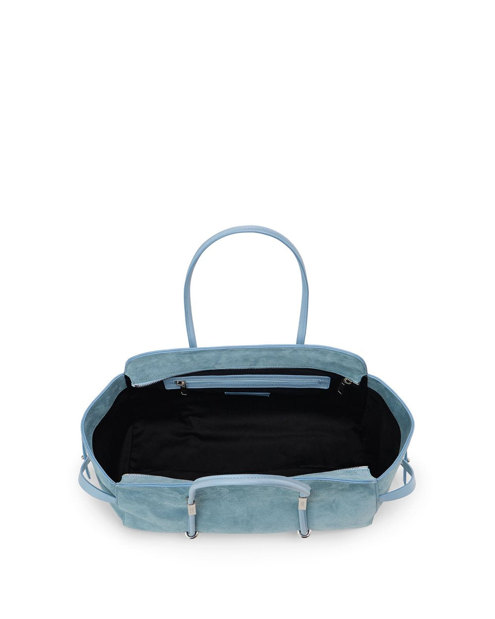 Maxi sugar paper shopper in suede leather with metallic details