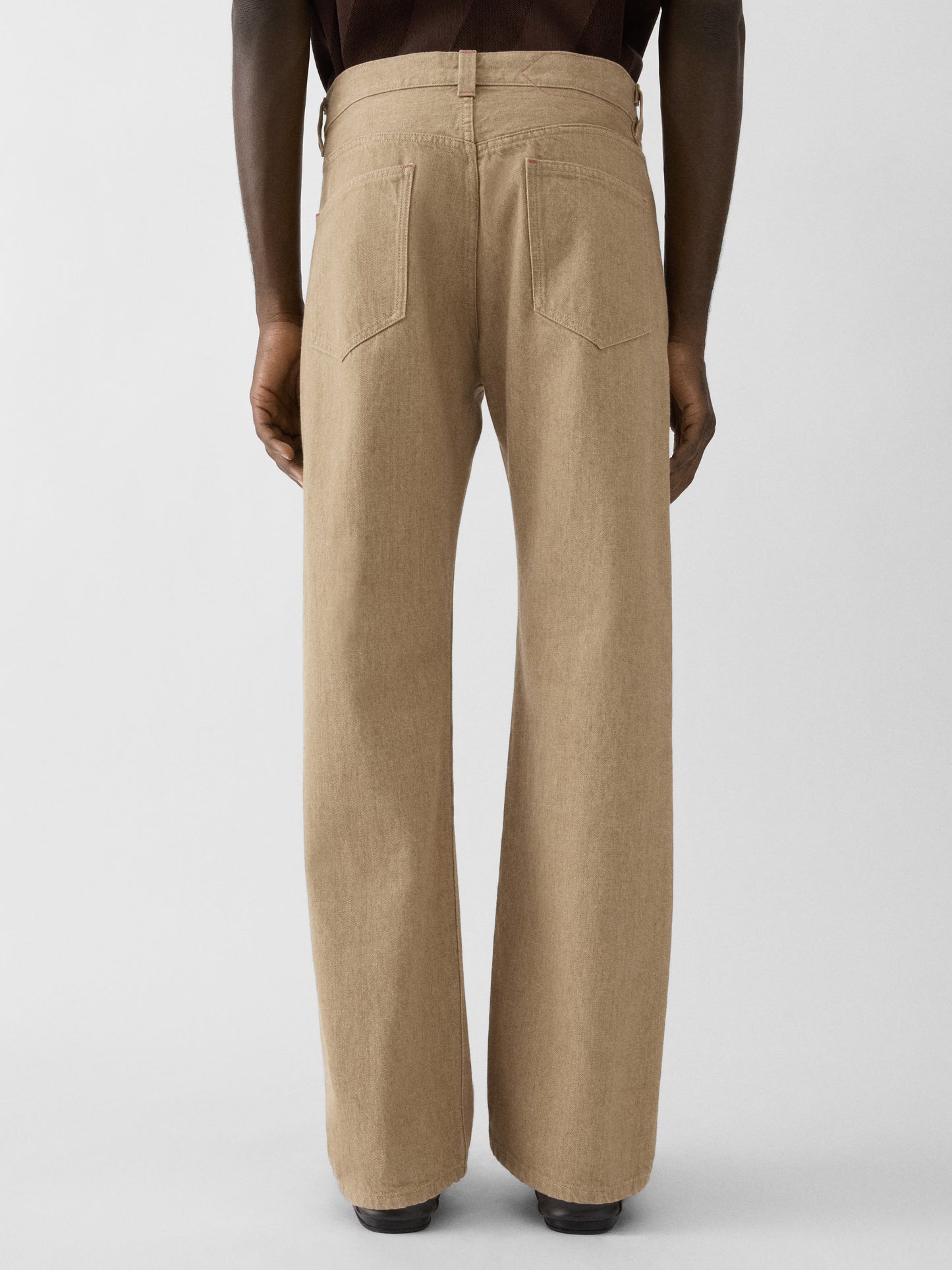 Straight beige denim de-Nîmes trousers
