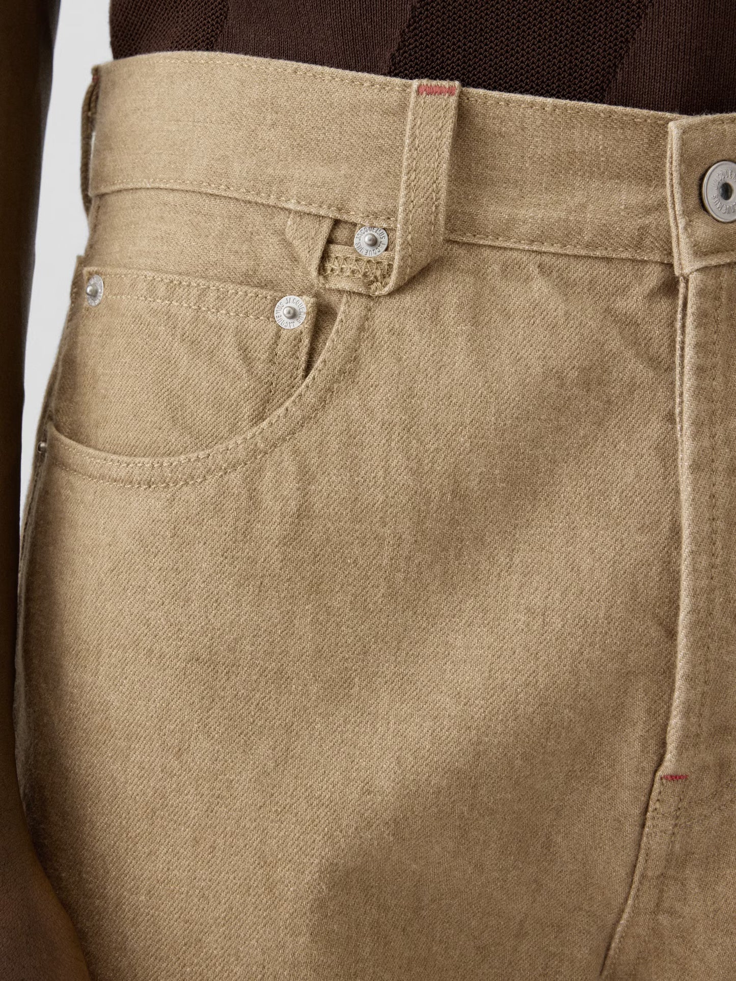 Straight beige denim de-Nîmes trousers