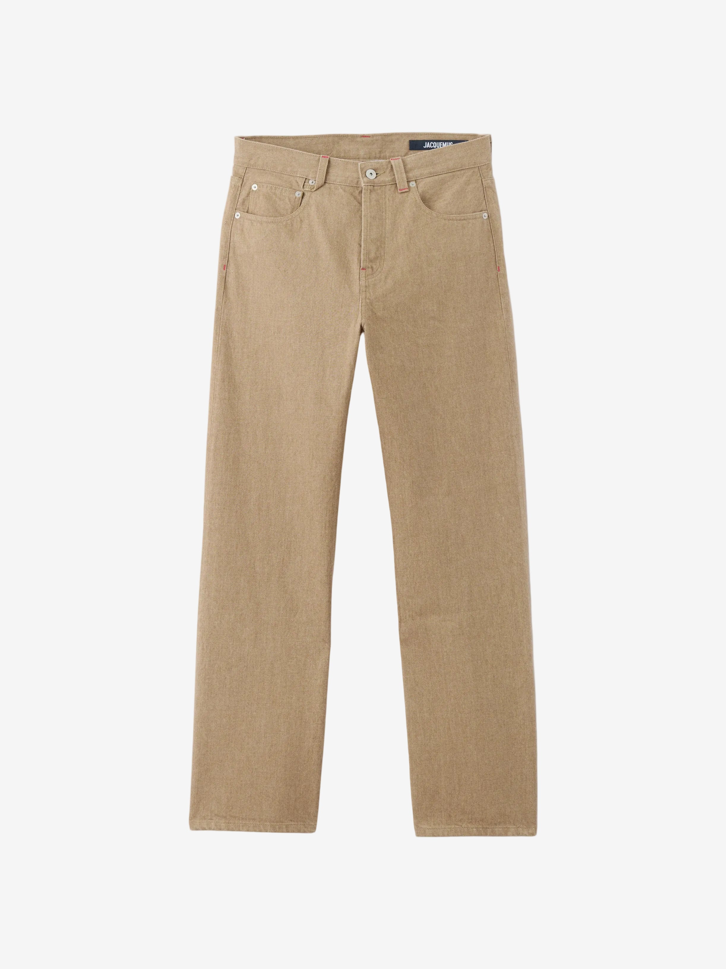 Straight beige denim de-Nîmes trousers