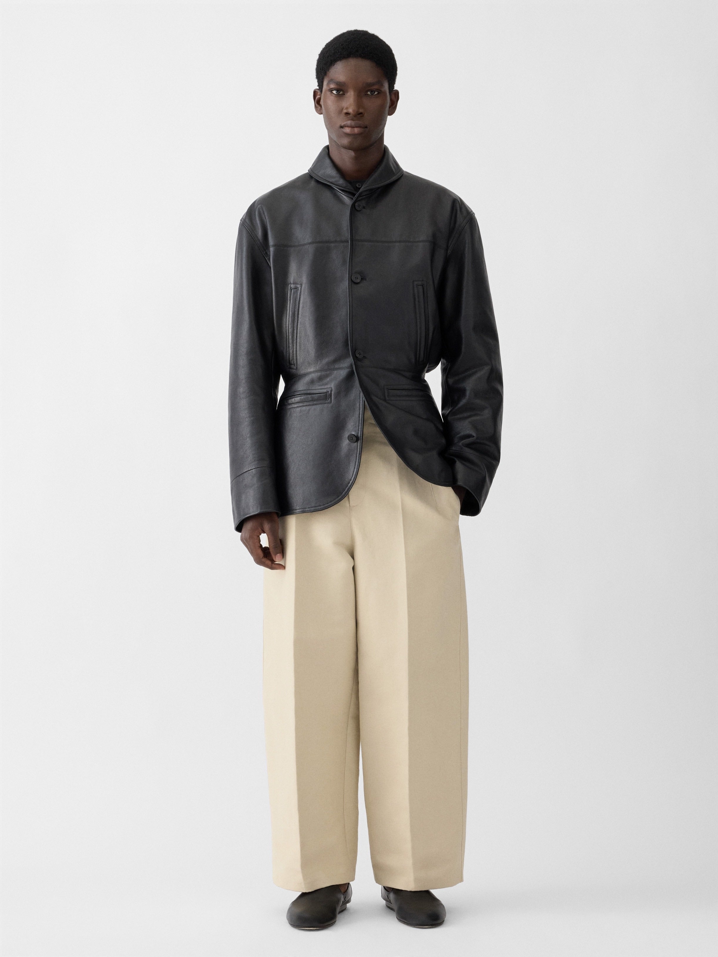 Beige Pastro trousers in cotton canvas