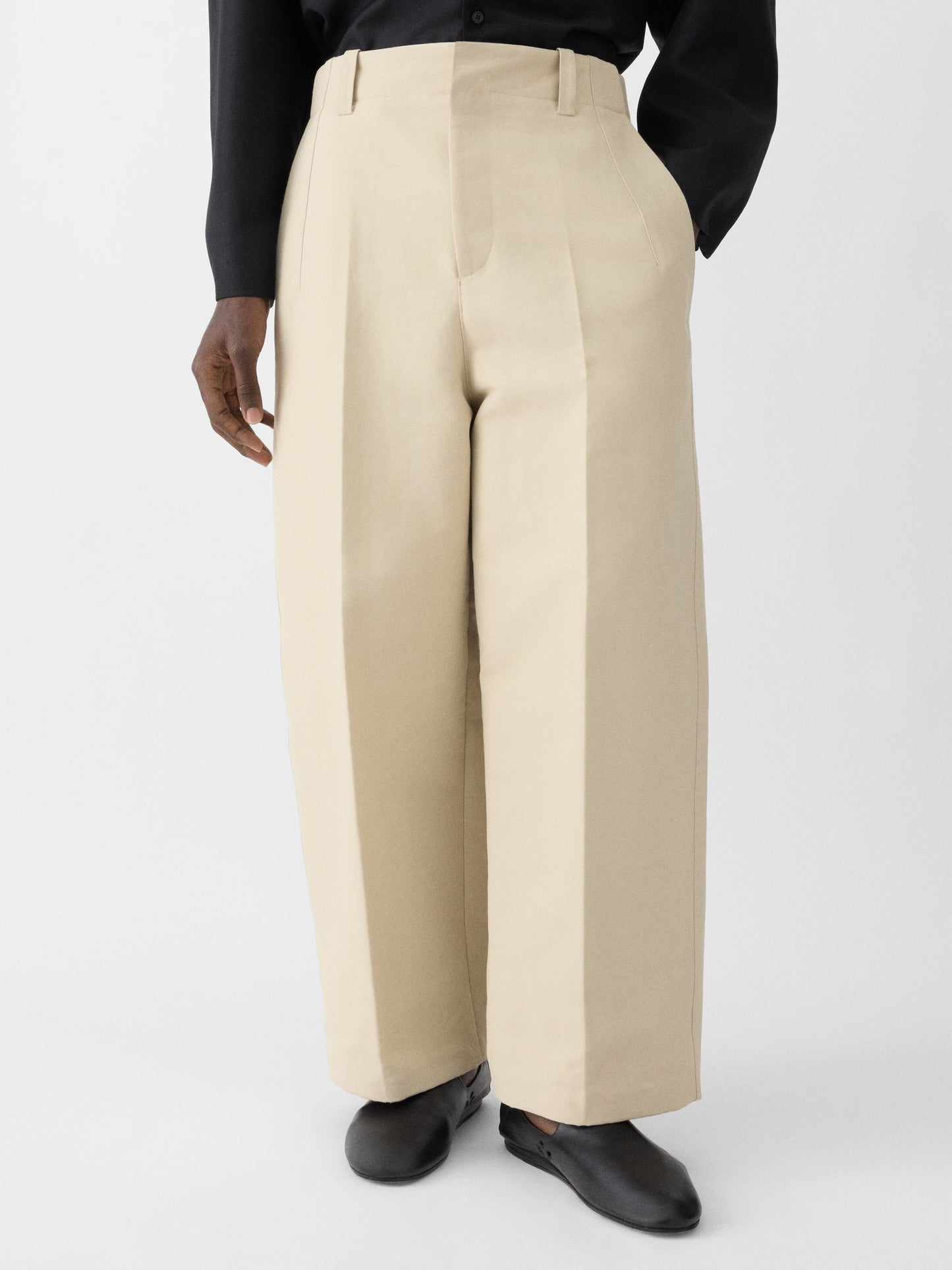 Beige Pastro trousers in cotton canvas