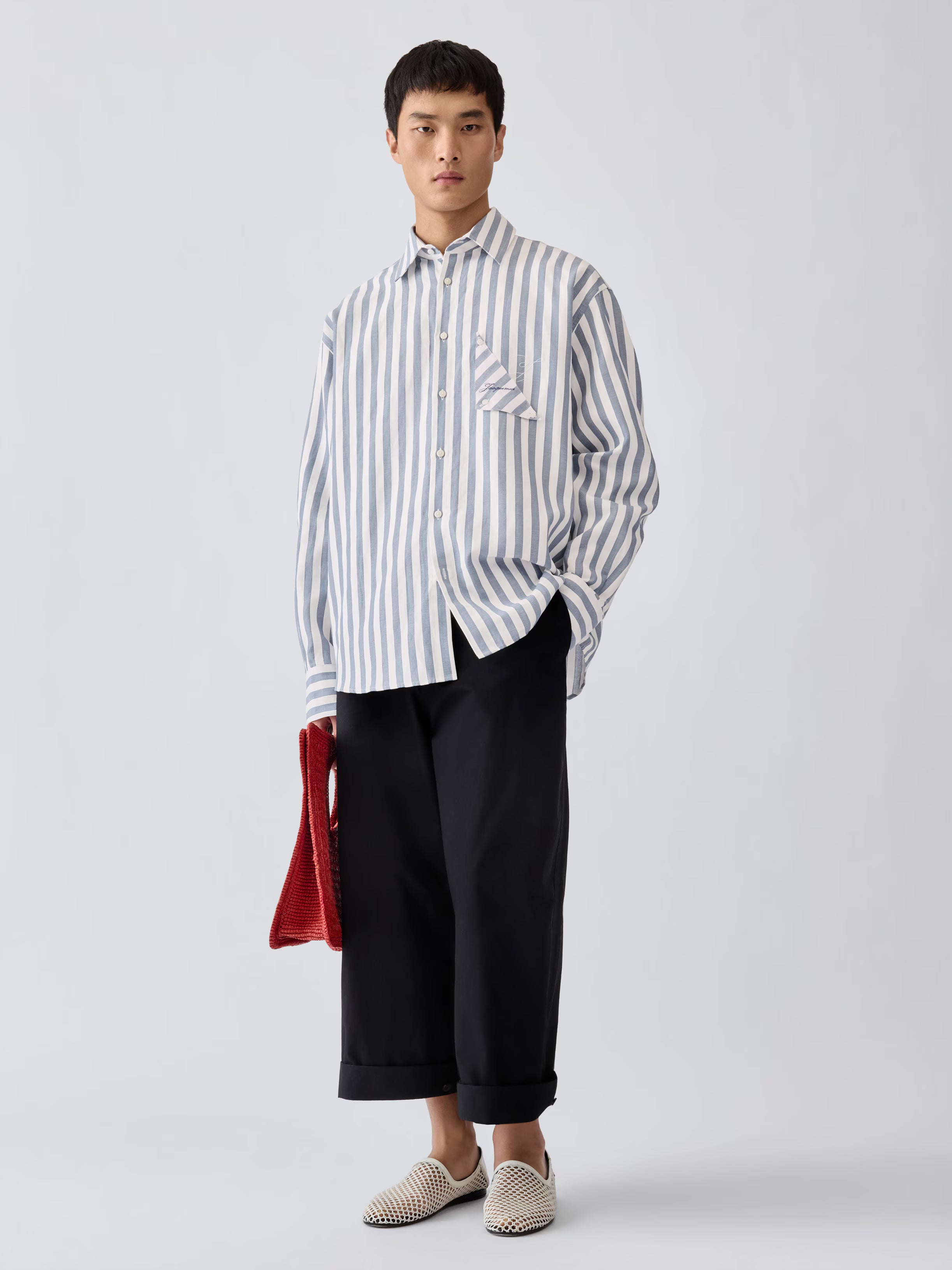 La Chemise Voilier vertical-stripe logo-embroidered shirt