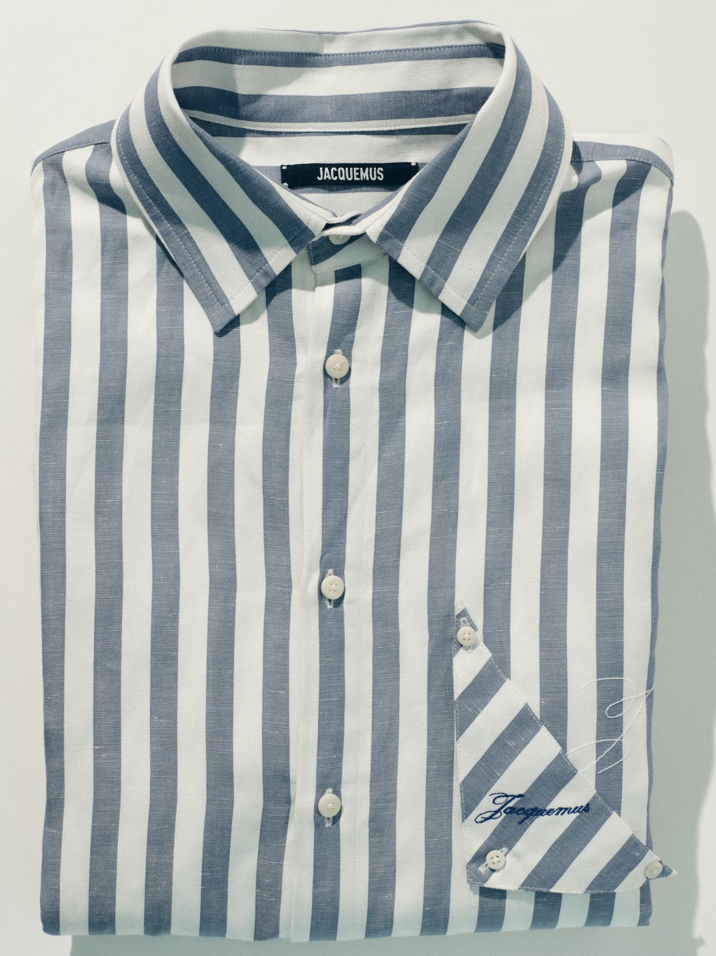 La Chemise Voilier vertical-stripe logo-embroidered shirt
