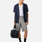 ICEBERG Regular Fit Dark Blue Short-Sleeved In A Diagonal Weave Linen-Blend Fabric