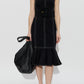 Midi Peplum Dress With Big Contrasted Topstitches