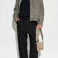 Black Wool Short Sleeves V Neck Sweater