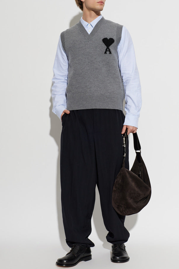 Sleeveless Sweater With Contrasted Ami De Coeur