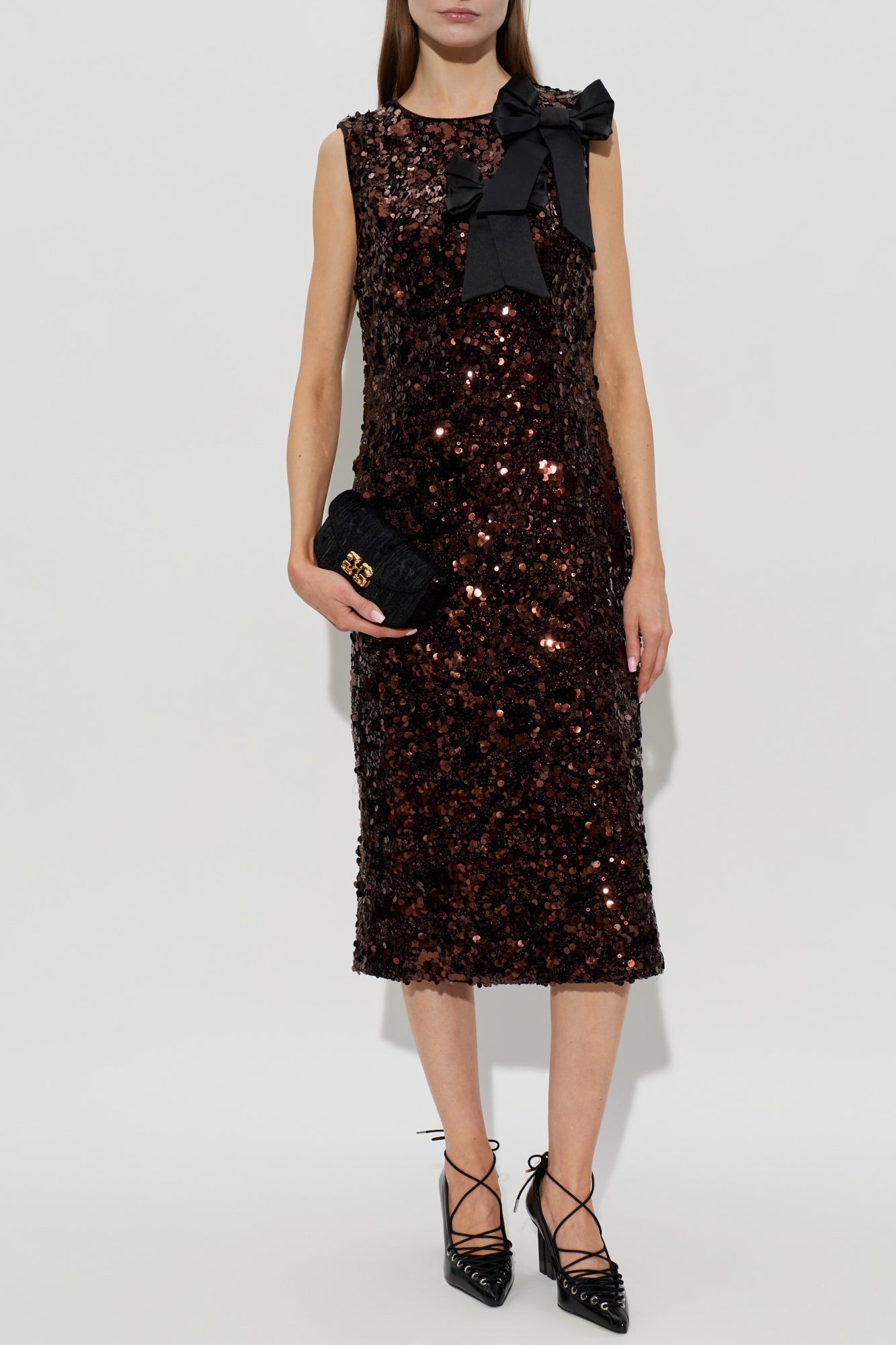 Velvet Sequins Straight Midi Dress