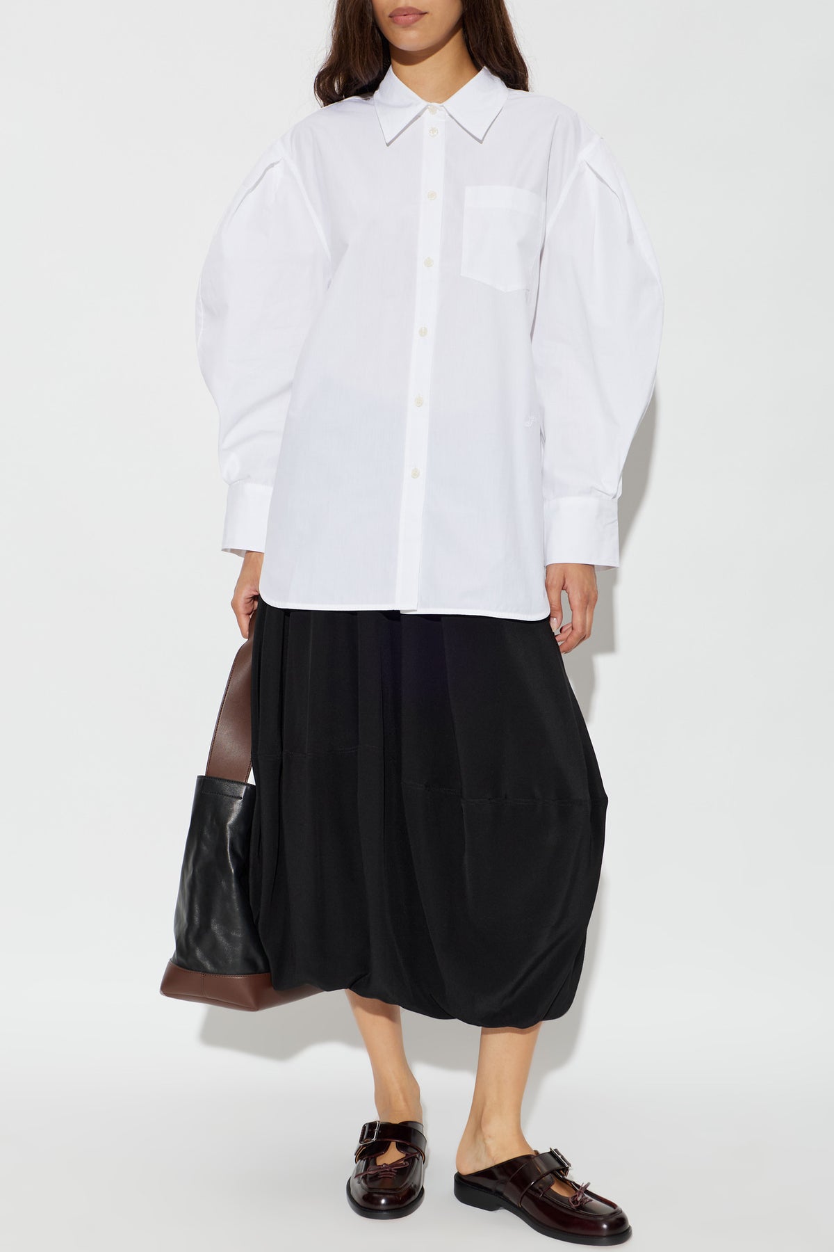 Compact Poplin Pleated Sleeve Shirt