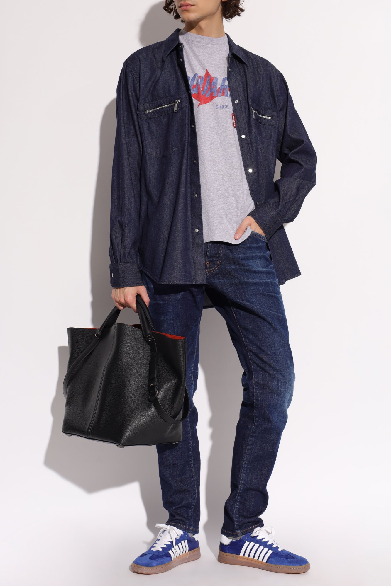 Grey T-shirt with logo Dsquared2