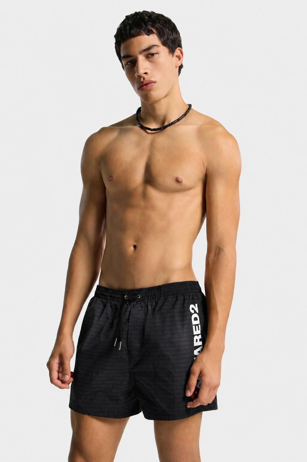 Men's Black Swim Shorts with Logo Print