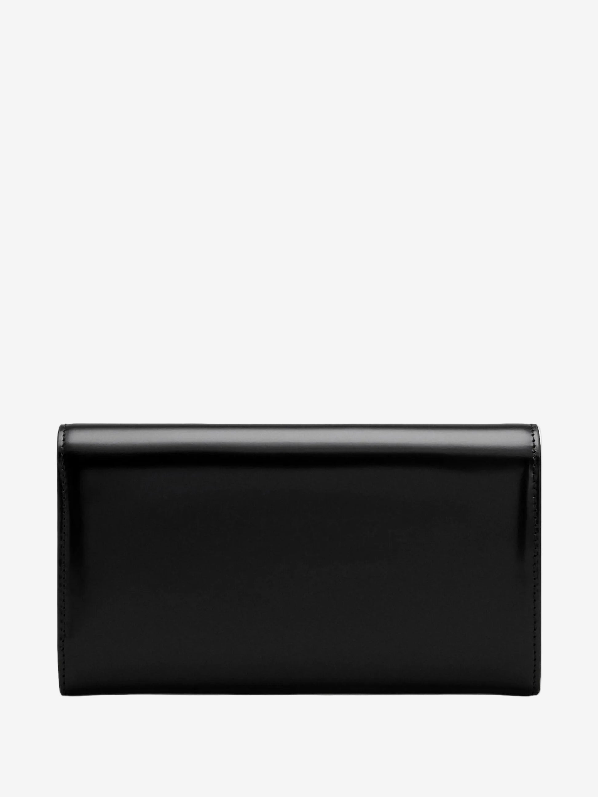 Black wallet with a gold emblem on a white background