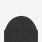 Dark gray knit beanie on a white background