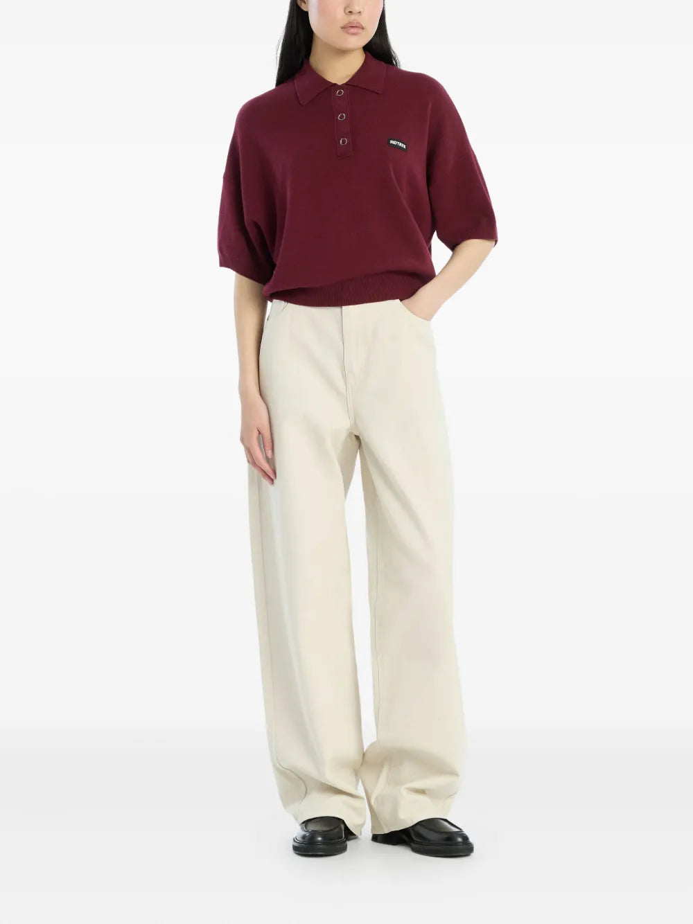 Slinky Knit Polo Burgundy