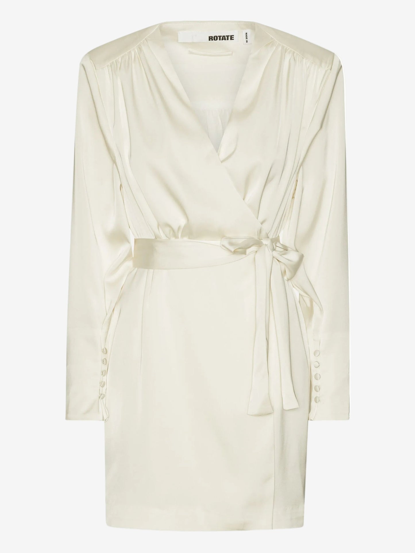 White dress with a belt on a white background