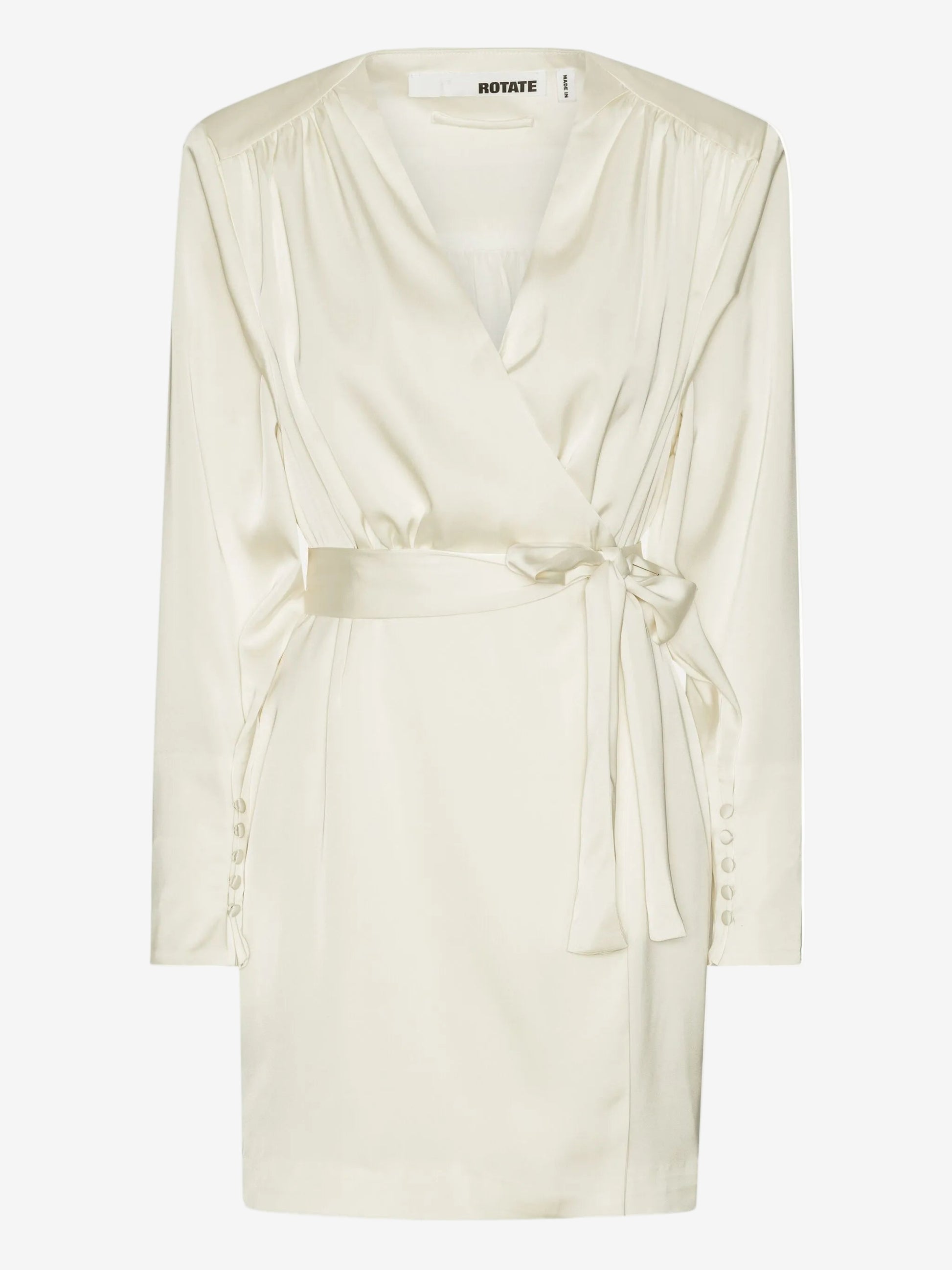White dress with a belt on a white background