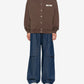 Brown jacket with a visible brand label on a white background
