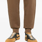Brown sweatpants with a drawstring on a white background